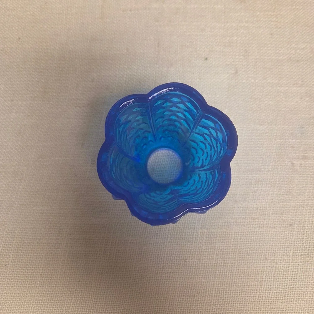 Fenton Colonial Blue Hobnail Glass Fairy Lamp 2 Piece Candle Holder Vintage